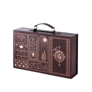 پک سوغات کرمان طرح چمدان چرمی قهوه ای رضا